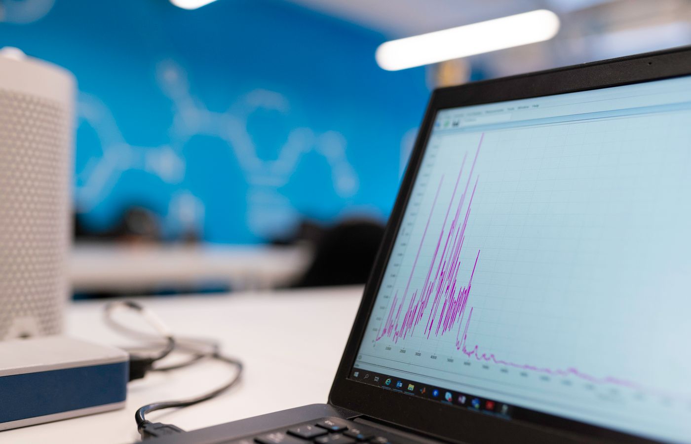 Laptop displaying a data analytics chart